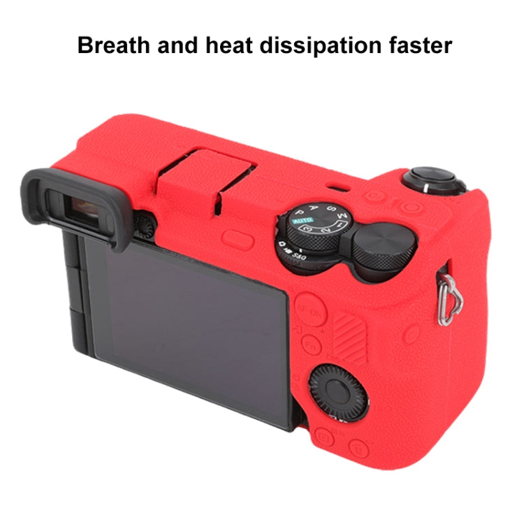 For Sony ILCE-6700 / A6700 Litchi Texture Soft Silicone Protective Case(Red) - Protective Case by buy2fix | Online Shopping UK | buy2fix