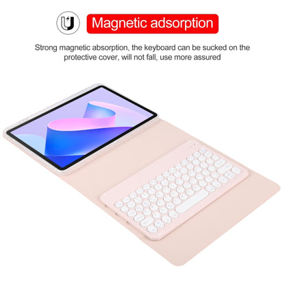 For Huawei MatePad 11 2023 / 2021 Round Button Bluetooth Keyboard Rotatable Holder Leather Case(Rose Gold) - Huawei Keyboard by buy2fix | Online Shopping UK | buy2fix