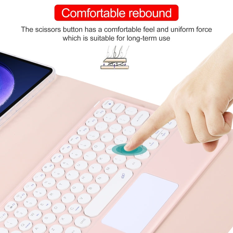 For Xiaomi Pad 6 Round Button Bluetooth Keyboard Rotatable Holder Leather Case with Touchpad(Rose Gold) - Others Keyboard by buy2fix | Online Shopping UK | buy2fix