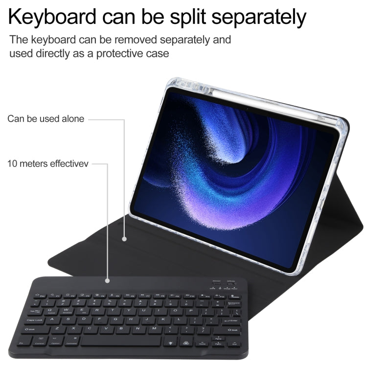 For Xiaomi Pad 6 Square Button Backlight Bluetooth Keyboard Rotatable Holder Leather Case(Black) - Others Keyboard by buy2fix | Online Shopping UK | buy2fix