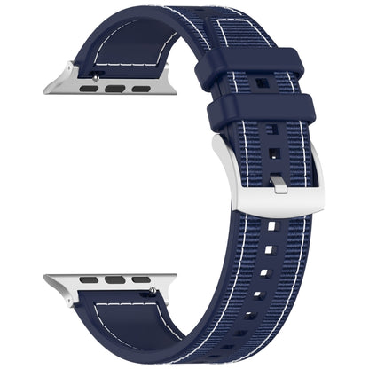 For Apple Watch Ultra 2 49mm Official Buckle Hybrid Nylon Braid Silicone Watch Band(Midnight Blue) - Watch Bands by buy2fix | Online Shopping UK | buy2fix