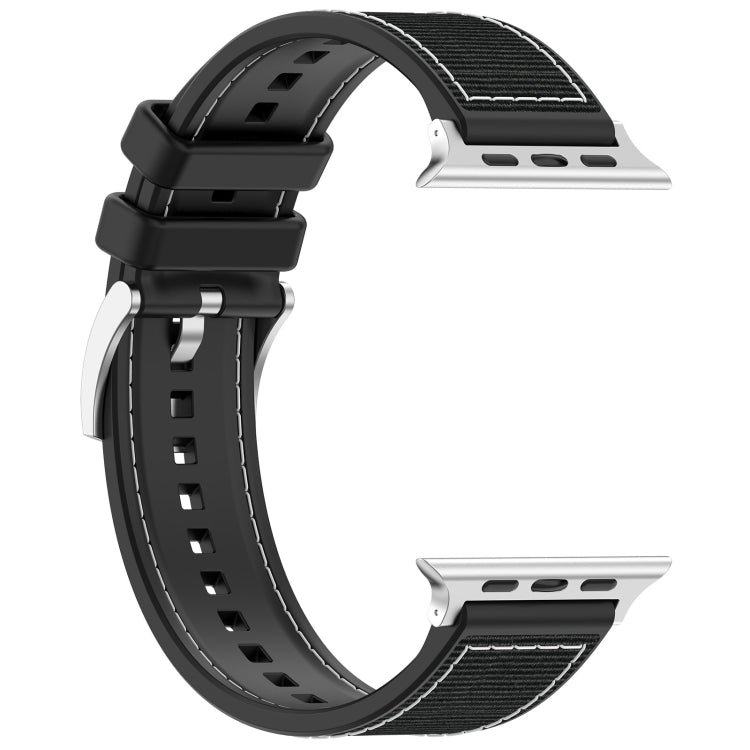 For Apple Watch Ultra 49mm Official Buckle Hybrid Nylon Braid Silicone Watch Band(Black) - Watch Bands by buy2fix | Online Shopping UK | buy2fix