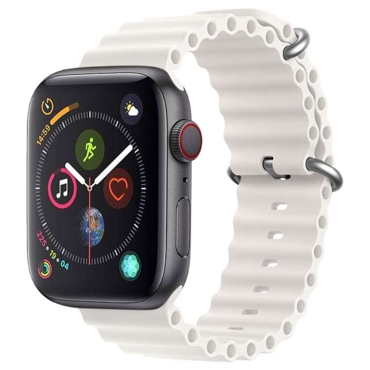 For Apple Watch Series 4 44mm ZGA Ocean Silicone Watch Band(White) - Watch Bands by ZGA | Online Shopping UK | buy2fix