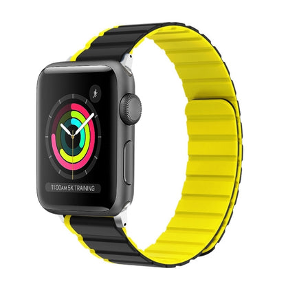 For Apple Watch Series 2 42mm ZGA Two Color Magnetic Silicone Watch Band(Grey+Yellow) - Watch Bands by ZGA | Online Shopping UK | buy2fix