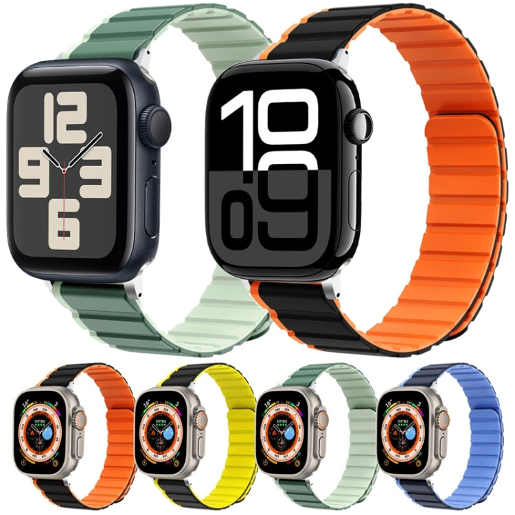 For Apple Watch Ultra 2 49mm ZGA Two Color Magnetic Silicone Watch Band(Grey+Yellow) - Watch Bands by ZGA | Online Shopping UK | buy2fix