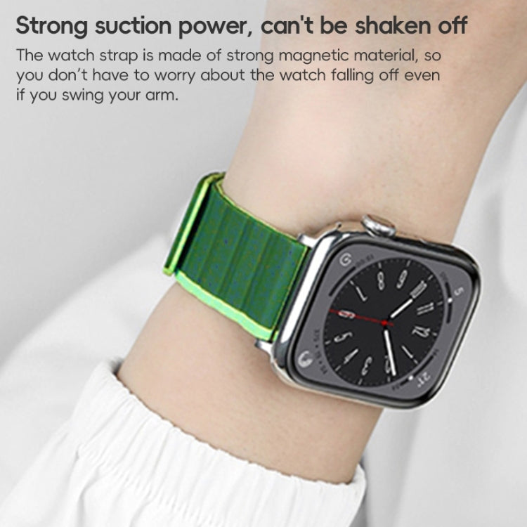 For Apple Watch SE 2023 44mm ZGA Two Color Magnetic Silicone Watch Band(Dark Green+Light Green) - Watch Bands by ZGA | Online Shopping UK | buy2fix