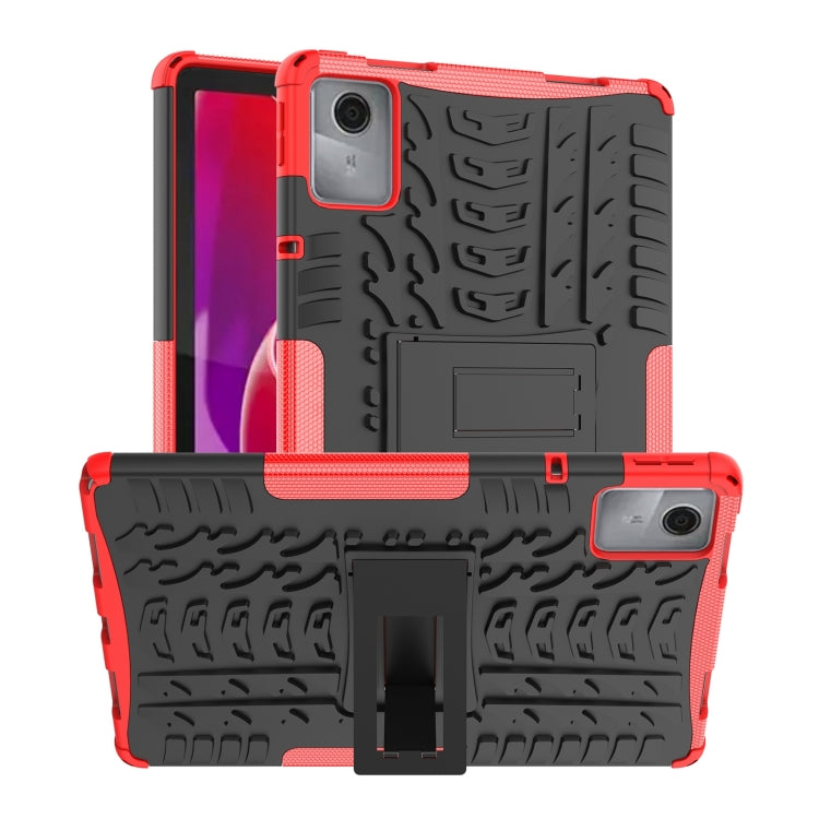 For Lenovo Tab M11/ Xiaoxin Pad 11 2024 Tire Texture TPU Hybrid PC Tablet Case with Holder(Red) - Lenovo by buy2fix | Online Shopping UK | buy2fix