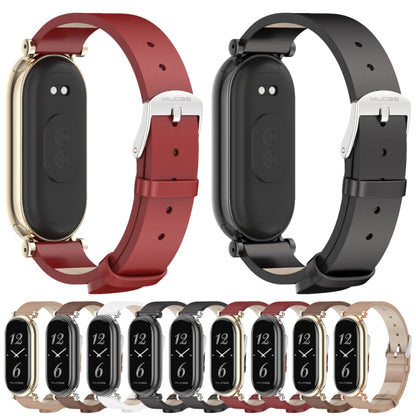 For Xiaomi Mi Band 8 / 9 / 9 NFC Mijobs GT4 First Layer Cowhide Watch Band(Black) - Watch Bands by MIJOBS | Online Shopping UK | buy2fix