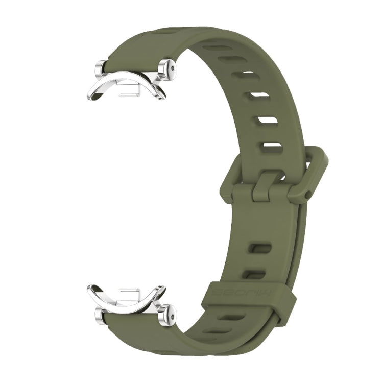 For Xiaomi Mi Band 8 / 9 / 9 NFC Mijobs GT4 Flat Hole Silicone Watch Band(Army Green Silver) - Watch Bands by MIJOBS | Online Shopping UK | buy2fix