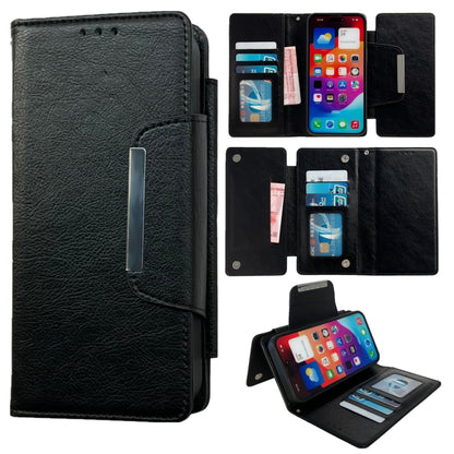 For iPhone 16 Plus Multifunctional Seven Cards Wallet Leather Phone Case(Black) - iPhone 16 Plus Cases by buy2fix | Online Shopping UK | buy2fix