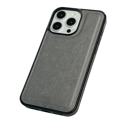 For iPhone 16 Pro Cowhide Texture Back Cover Phone Case(Grey) - iPhone 16 Pro Cases by buy2fix | Online Shopping UK | buy2fix