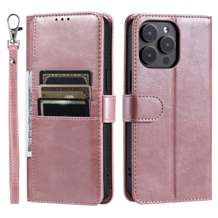 For iPhone 16 Pro Max Simple 6-Card Wallet Leather Phone Case(Rose Gold) - iPhone 16 Pro Max Cases by buy2fix | Online Shopping UK | buy2fix