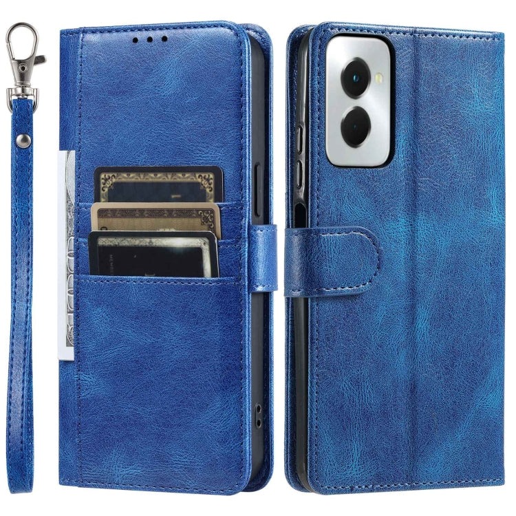 For Motorola Moto G Power 2024 Simple 6-Card Wallet Leather Phone Case(Blue) - Motorola Cases by buy2fix | Online Shopping UK | buy2fix