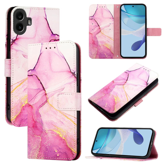 For Nothing CMF Phone 1 PT003 Marble Pattern Flip Leather Phone Case(Pink Purple Gold) - More Brand by buy2fix | Online Shopping UK | buy2fix