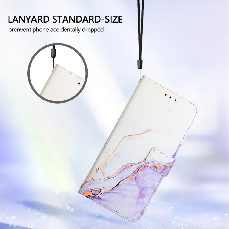 For OnePlus 12 5G Global PT003 Marble Pattern Flip Leather Phone Case(White Purple) - OnePlus Cases by buy2fix | Online Shopping UK | buy2fix