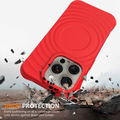 For iPhone 14 Pro Wave Texture MagSafe Magnetic Liquid Silicone Phone Case(Red) - iPhone 14 Pro Cases by buy2fix | Online Shopping UK | buy2fix