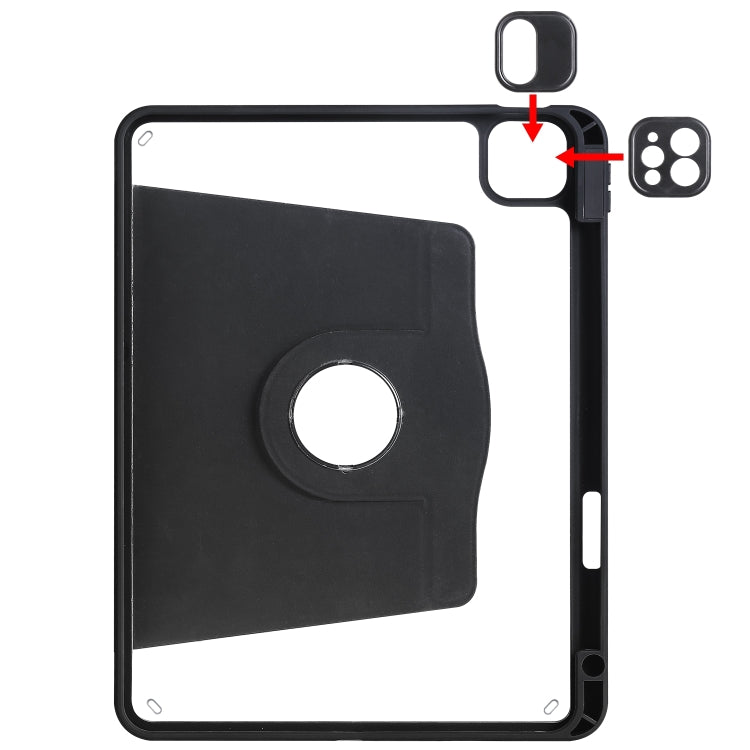 For iPad Air 13 2024 Acrylic 360 Degree Rotation Holder Leather Tablet Case(Black) - iPad Air 13 2024 Cases by buy2fix | Online Shopping UK | buy2fix