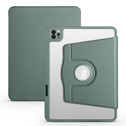 For iPad Air 13 2024 Acrylic 360 Degree Rotation Holder Leather Tablet Case(Pine Green) - iPad Air 13 2024 Cases by buy2fix | Online Shopping UK | buy2fix