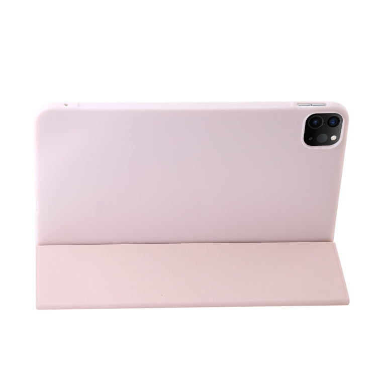 For iPad Pro 13 2024 Three-fold Holder Flip Tablet Leather Case(Light Pink) - iPad Pro 13 2024 Cases by buy2fix | Online Shopping UK | buy2fix