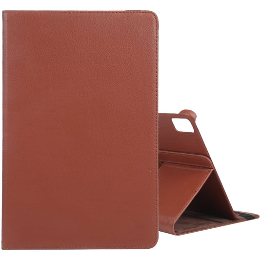 For iPad Pro 11 2024 360 Degree Rotation Litchi Texture Leather Tablet Case with Holder(Brown) - iPad Pro 11 2024 Cases by buy2fix | Online Shopping UK | buy2fix