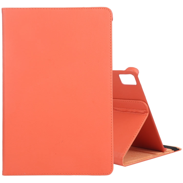 For iPad Pro 11 2024 360 Degree Rotation Litchi Texture Leather Tablet Case with Holder(Orange) - iPad Pro 11 2024 Cases by buy2fix | Online Shopping UK | buy2fix