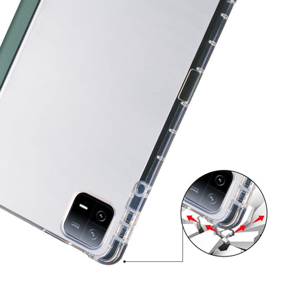 For iPad Pro 13 2024 3-fold Clear TPU Smart Leather Tablet Case with Pen Slot(Dark Green) - iPad Pro 13 2024 Cases by buy2fix | Online Shopping UK | buy2fix