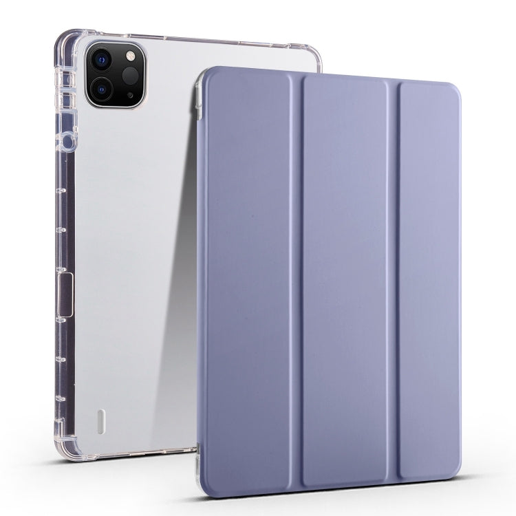 For iPad Air 11 2024 3-fold Clear TPU Smart Leather Tablet Case with Pen Slot(Lavender Purple) - iPad Air 11 2024 Cases by buy2fix | Online Shopping UK | buy2fix