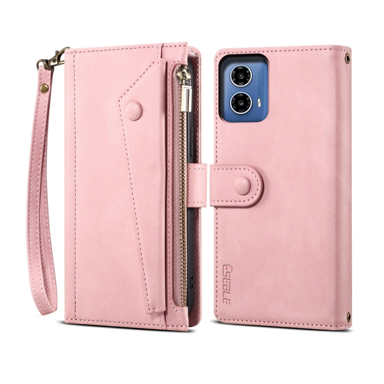 For Motorola Moto G34 5G / G45 5G ESEBLE Retro Frosted RFID Leather Phone Case(Rose Gold) - Motorola Cases by ESEBLE | Online Shopping UK | buy2fix