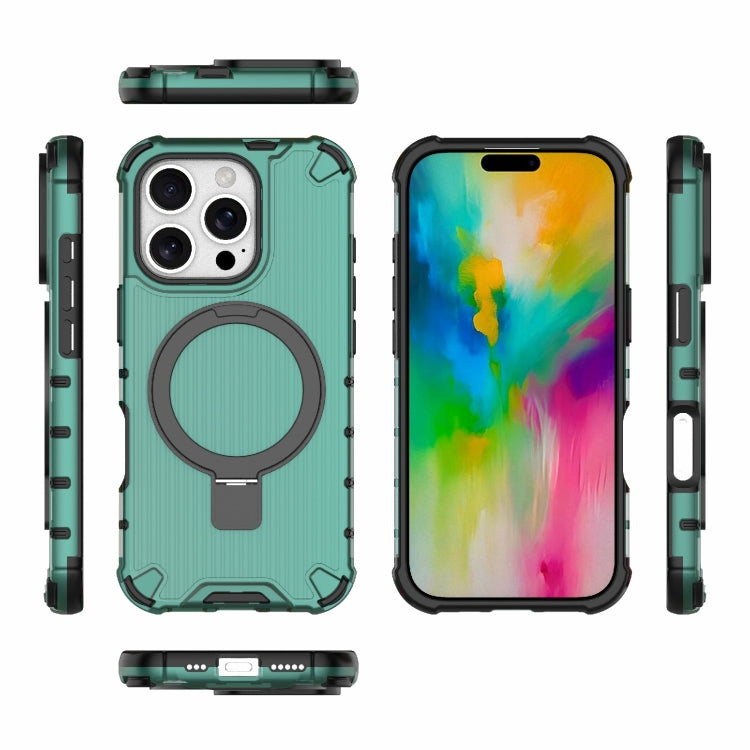 For iPhone 16 Pro Grating Holder Shockproof Phone Case(Green) - iPhone 16 Pro Cases by buy2fix | Online Shopping UK | buy2fix