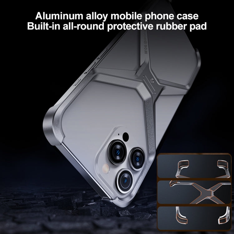 For iPhone 13 Pro Max / 14 Pro Max Frameless X-shaped Metal Phone Case(Grey) - iPhone 14 Pro Max Cases by buy2fix | Online Shopping UK | buy2fix