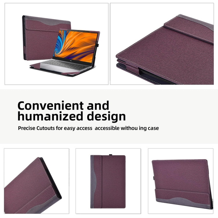 For HP Pavilion 14-ey Leather Laptop Shockproof Protective Case(Wine Red) - Screen & Keyboard Cover by buy2fix | Online Shopping UK | buy2fix