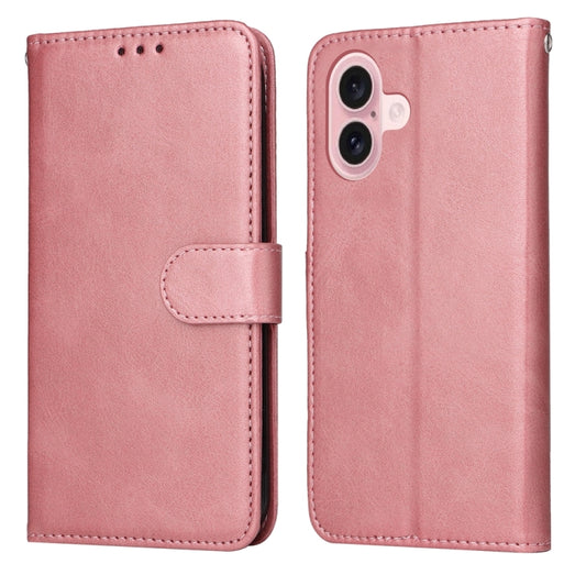 For iPhone 16 Classic Calf Texture Flip Leather Phone Case(Rose Gold) - iPhone 16 Cases by buy2fix | Online Shopping UK | buy2fix