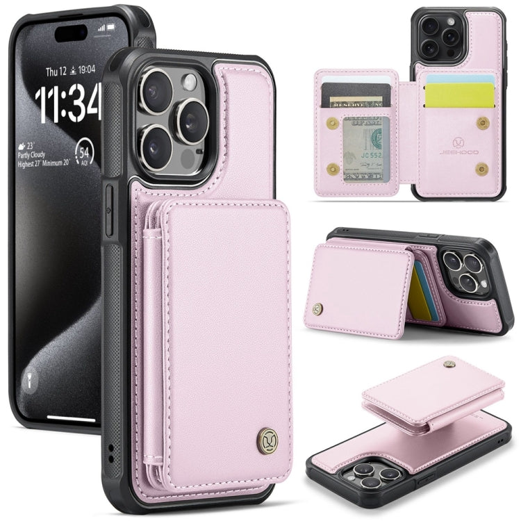 For iPhone 15 Pro Max JEEHOOD J05 Business Magnetic Style RFID Leather Phone Case(Pink) - iPhone 15 Pro Max Cases by JEEHOOD | Online Shopping UK | buy2fix