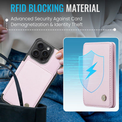 For iPhone 16 Pro JEEHOOD J05 Business Magnetic Style RFID Leather Phone Case(Pink) - iPhone 16 Pro Cases by JEEHOOD | Online Shopping UK | buy2fix