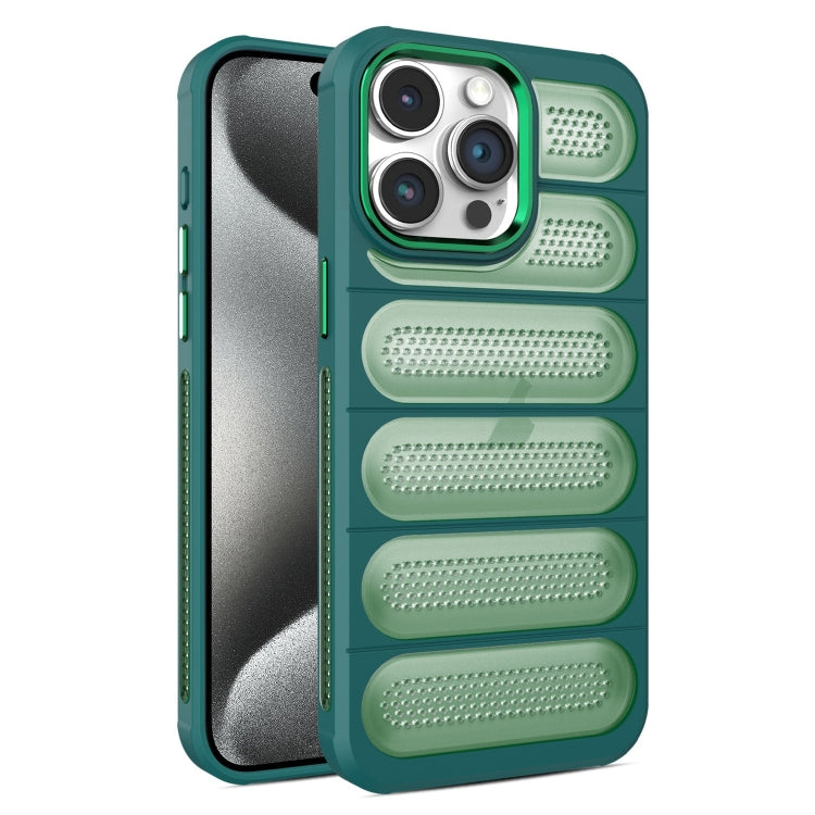 For iPhone 15 Pro Max Cooling Armor Translucent Mesh Breathable Phone Case(Green) - iPhone 15 Pro Max Cases by buy2fix | Online Shopping UK | buy2fix