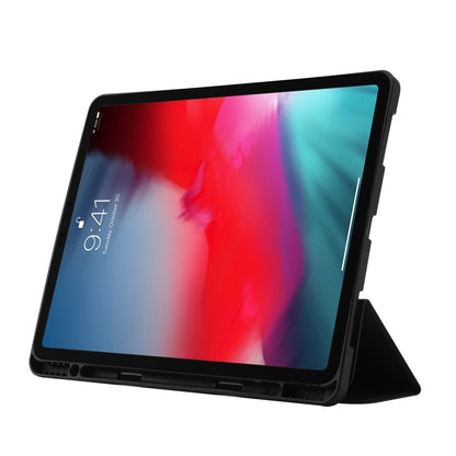 For iPad Pro 11 2024 Skin Feel Tri-fold Leather Tablet Case with Pen Slot(Black) - iPad Pro 11 2024 Cases by buy2fix | Online Shopping UK | buy2fix