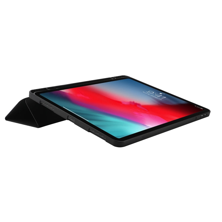 For iPad Pro 11 2024 Skin Feel Tri-fold Leather Tablet Case with Pen Slot(Black) - iPad Pro 11 2024 Cases by buy2fix | Online Shopping UK | buy2fix