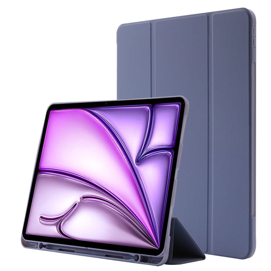 For iPad Air 13 2024 Skin Feel Tri-fold Leather Tablet Case with Pen Slot(Lavender) - iPad Air 13 2024 Cases by buy2fix | Online Shopping UK | buy2fix