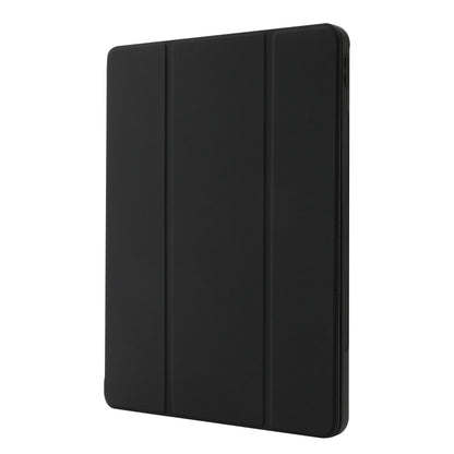 For iPad Air 13 2024 Skin Feel Tri-fold Leather Tablet Case with Pen Slot(Black) - iPad Air 13 2024 Cases by buy2fix | Online Shopping UK | buy2fix