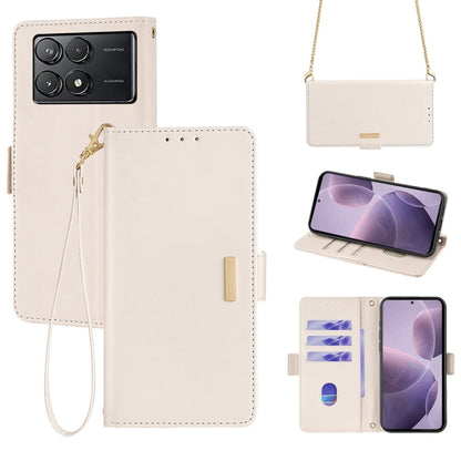 For Xiaomi Redmi K70 5G / K70 Pro 5G Crossbody Chain Leather Phone Case(White) - K70 Pro Cases by buy2fix | Online Shopping UK | buy2fix