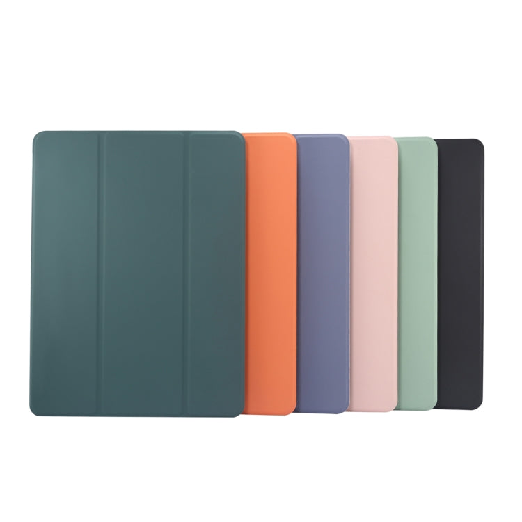 For iPad Pro 11 2024 3-folding Electric Pressed Skin Texture Leather Tablet Case(Green) - iPad Pro 11 2024 Cases by buy2fix | Online Shopping UK | buy2fix