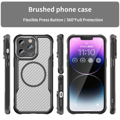 For iPhone 13 Pro Carbon Fiber Texture MagSafe Translucent Phone Case(Black) - iPhone 13 Pro Cases by buy2fix | Online Shopping UK | buy2fix