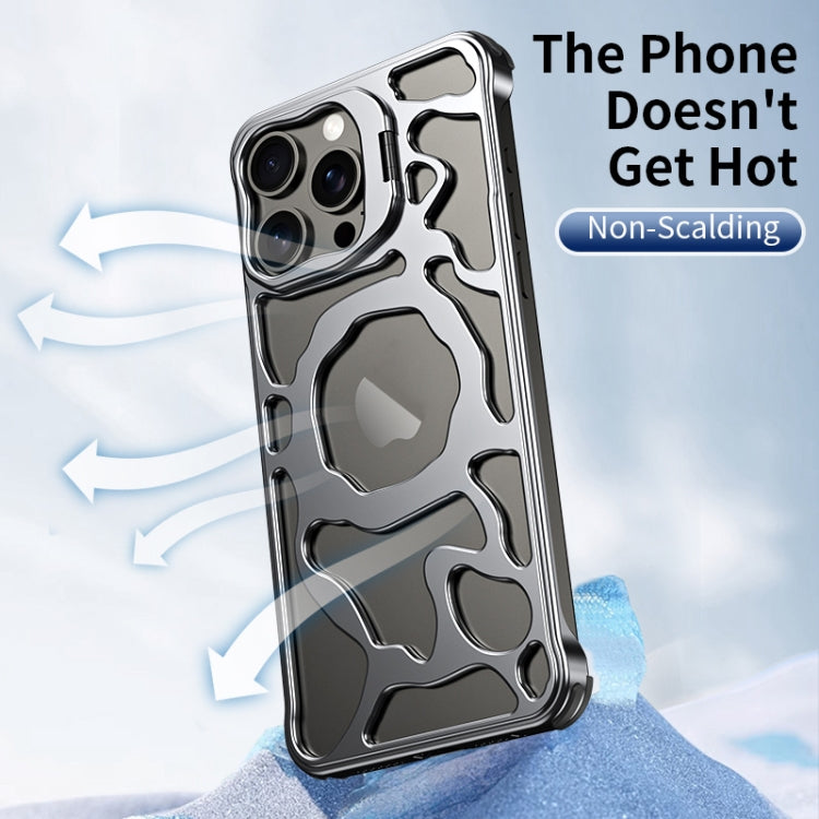 For iPhone 15 Pro Auspicious Cloud Series MagSafe Metal Phone Case with Bracket(Silver) - iPhone 15 Pro Cases by buy2fix | Online Shopping UK | buy2fix