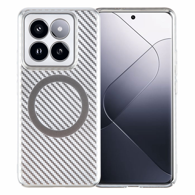 For Xiaomi 14 6D Plated Carbon Fiber Clear Magsafe PC Phone Case(Starlight Silver) - 14 Cases by buy2fix | Online Shopping UK | buy2fix