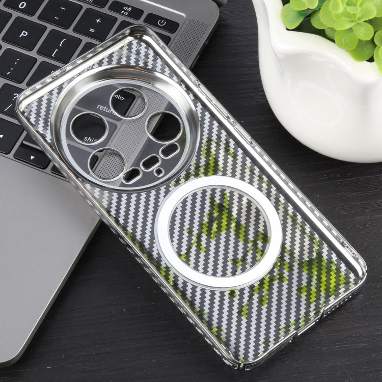 For Xiaomi 14 Ultra 6D Plated Carbon Fiber Clear Magsafe PC Phone Case(Titanium Grey) - 14 Ultra Cases by buy2fix | Online Shopping UK | buy2fix