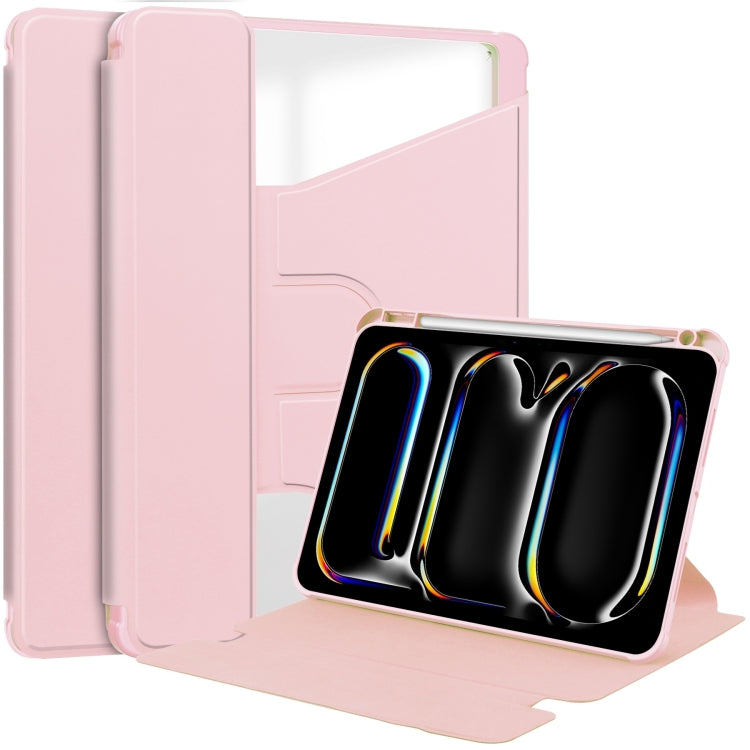 For iPad Pro 13 2024 Transparent Rotation Smart Leather Tablet Case(Pink) - iPad Pro 13 2024 Cases by buy2fix | Online Shopping UK | buy2fix