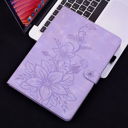 For Samsung Galaxy Tab S7 FE/S8+/S7+ Lily Embossed Leather Tablet Case(Purple) - Tab S7+ T970 / T976B by buy2fix | Online Shopping UK | buy2fix