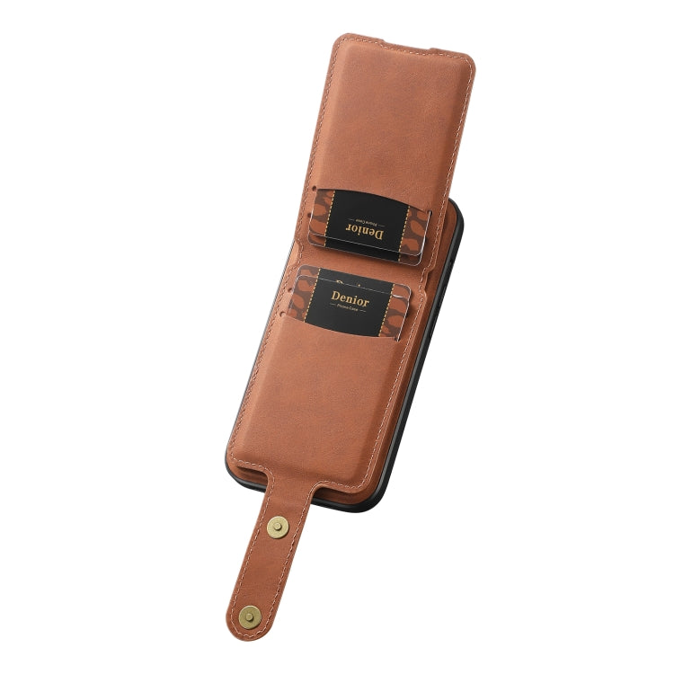 For iPhone 15 Pro Max Denior D14 NK Retro Pattern MagSafe Magnetic Card Holder Leather Phone Case(Brown) - iPhone 15 Pro Max Cases by Denior | Online Shopping UK | buy2fix