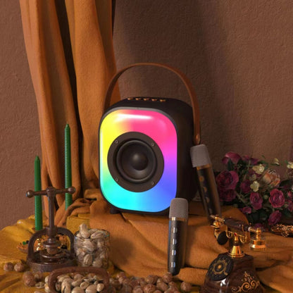 NewRixing NR168W Portable Colorful Bluetooth Speaker Home Dual Mic Karaoke Speaker(Coffee) - Desktop Speaker by NewRixing | Online Shopping UK | buy2fix