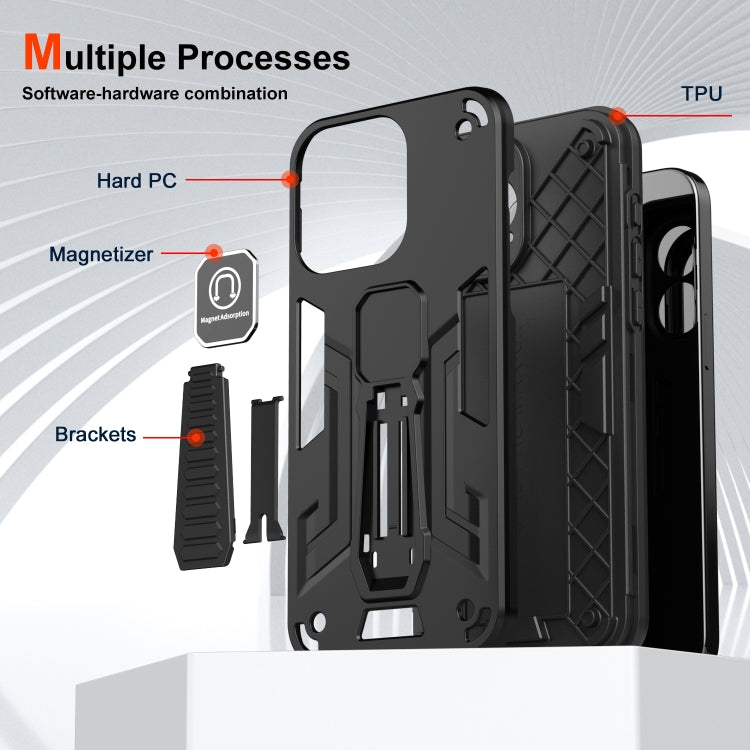 For vivo V29e 5G Shockproof Holder Phone Case(Black) - vivo Cases by buy2fix | Online Shopping UK | buy2fix